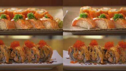三文鱼寿司高清在线视频素材下载