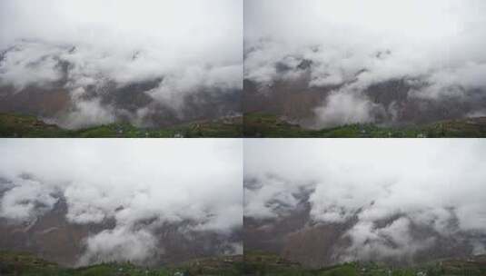 虎跳峡大峡谷云雾高山雪山云朵云海延时航拍高清在线视频素材下载