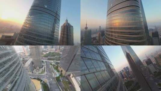【4K60P穿越机航拍】坠落上海中心大厦高清在线视频素材下载