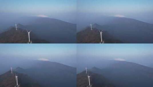 4K山顶风车风力发电航拍视频高清在线视频素材下载