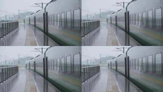 火车站绿巨人和谐号火车高清在线视频素材下载