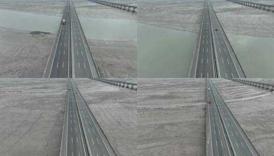 中国海上高速公路航拍沈海高速路滨海特大桥高清在线视频素材下载
