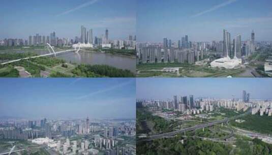 南京CBD商务区地标建筑航拍合集高清在线视频素材下载