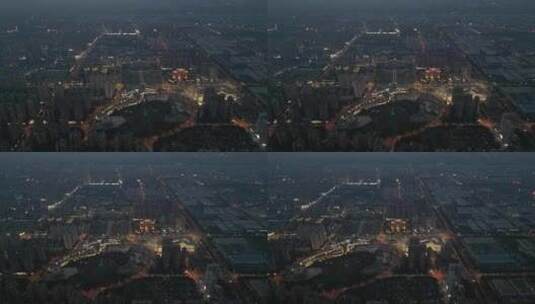 成都郫都区城区全景的航拍夜景高清在线视频素材下载