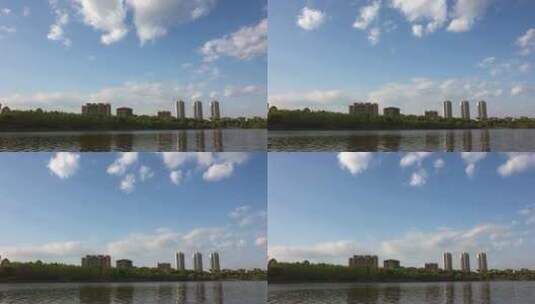 延时河畔蓝天白云云景流逝高清在线视频素材下载