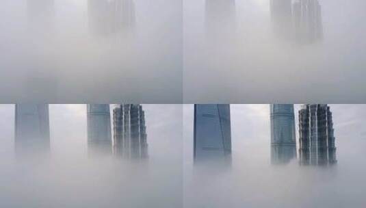 上海陆家嘴平流层大气云端航拍高清在线视频素材下载