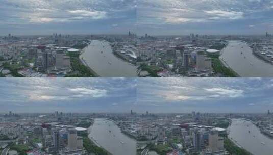 南浦大桥 世博园 黄浦江 上海城市晚霞高清在线视频素材下载