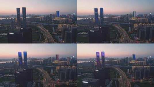 杭州风情大道夜景高架车流高清在线视频素材下载