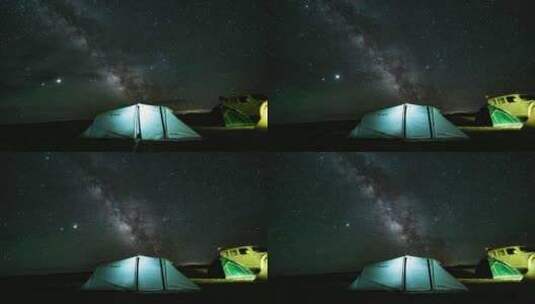 青海哈拉湖星空 湖泊星空 帐篷星空实拍高清在线视频素材下载