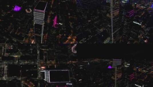 航拍费城市中心摩天大楼夜景灯光宾夕法尼亚高清在线视频素材下载