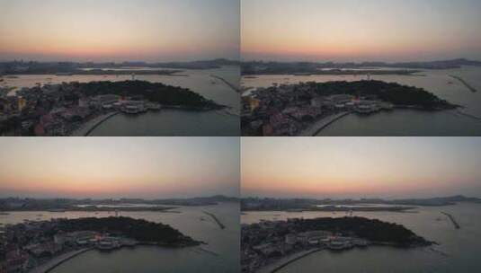 山东烟台城市风光海滨城市建设航拍高清在线视频素材下载