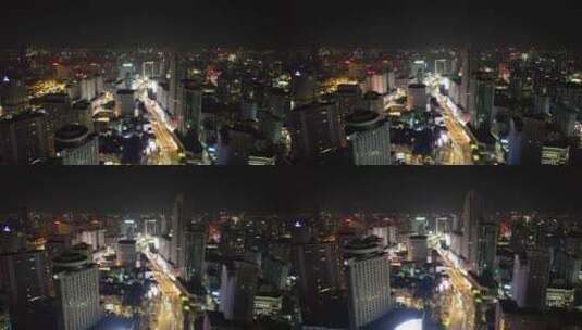 云南昆明城市夜景交通航拍高清在线视频素材下载