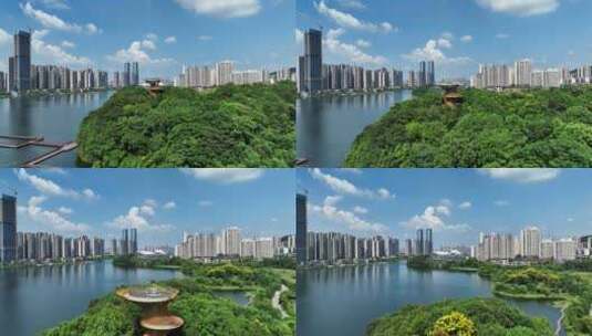 长沙湘江新区梅溪湖公园高清在线视频素材下载