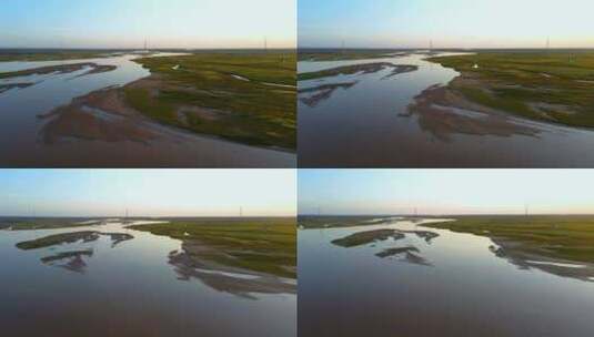 黄河平原水利灌溉河流湿地河道河难高清在线视频素材下载