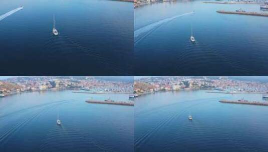 帆船和船在码头高清在线视频素材下载