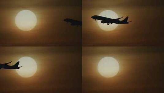 飞机起飞在日出的时候高清在线视频素材下载