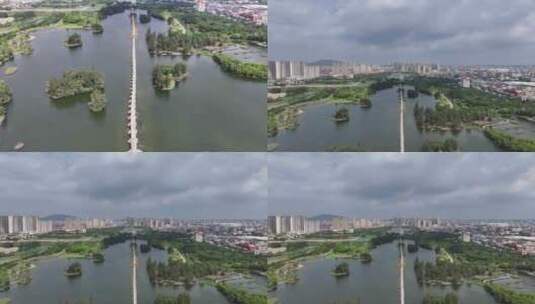 晋江安平桥旅游景区航拍高清在线视频素材下载