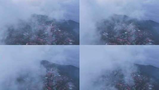 云雾下的庐山牯岭镇航拍视频高清在线视频素材下载