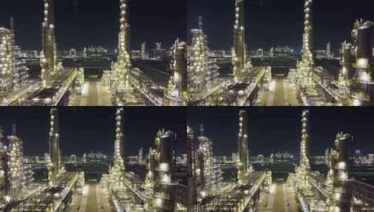 化工厂航拍夜景高清在线视频素材下载