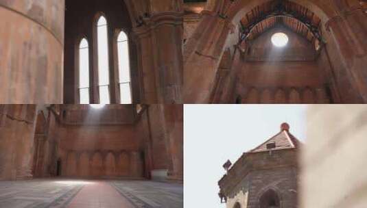 天津安里甘教堂实拍 光影拍摄高清在线视频素材下载