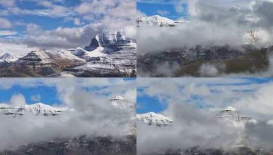 航拍西藏玛旁雍措雪山云海风光高清在线视频素材下载