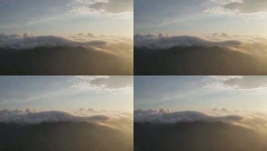 夕阳中的云海航拍高清在线视频素材下载