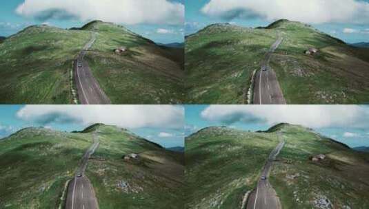 高原丘陵的道路高清在线视频素材下载