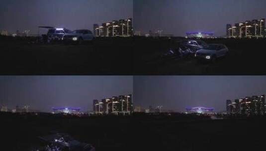 中和湿地公园 锦江 露营 汽车 环球中心高清在线视频素材下载