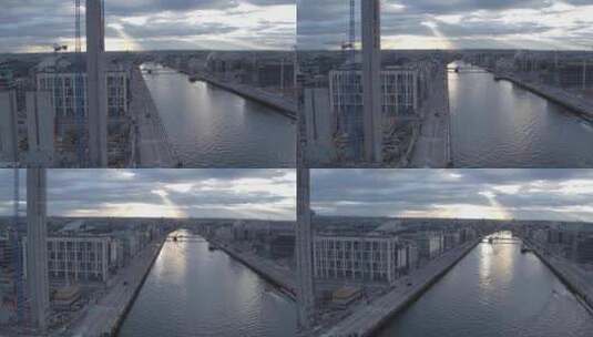城市建筑河流景观高清在线视频素材下载