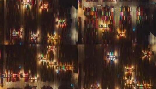 中国广东深圳盐田港集装箱码头航拍俯视夜景高清在线视频素材下载
