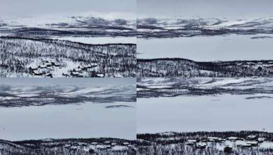 4K航拍北欧芬兰冰川雪景景色高清在线视频素材下载