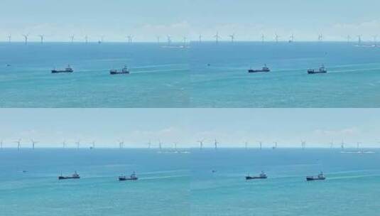 4K海面上的风力发电机高清在线视频素材下载