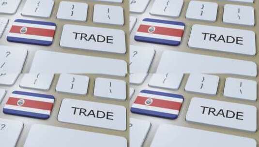 哥斯达黎加国旗和贸易文本按钮3D动画高清在线视频素材下载