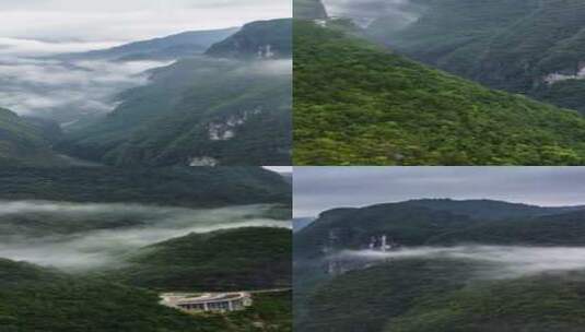 高清竖屏延时航拍湖北鹤峰屏山峡谷清晨高清在线视频素材下载