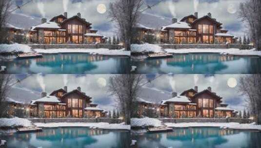 蒙大拿州梦幻豪华豪宅。3D可视化艺术。循高清在线视频素材下载