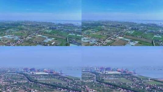 航拍上海长兴岛全景高清在线视频素材下载