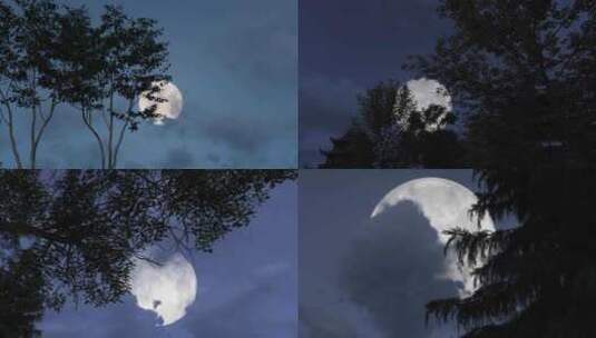 中秋节月亮延时空镜头高清在线视频素材下载