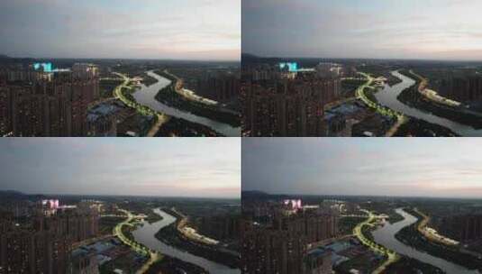 衡阳城市夜景航拍-衡阳华新蒸水河高清在线视频素材下载