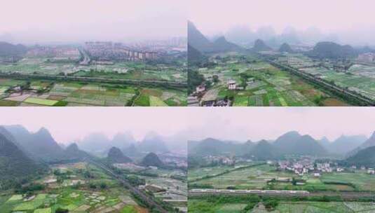 （合集）广西桂林高铁动车和谐号大气航拍高清在线视频素材下载