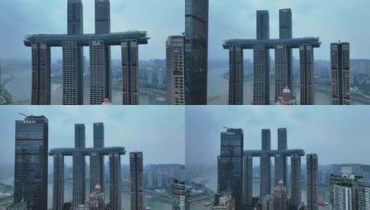 重庆朝天门来福士办公楼商场高空航拍高清在线视频素材下载
