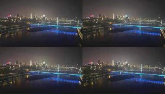 航拍重庆长江大桥夜景高清在线视频素材下载