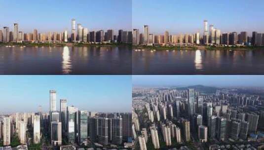 长沙湘江新区湖南金融中心航拍高清在线视频素材下载