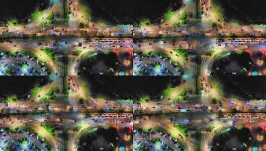 夜晚城市十字路口高清在线视频素材下载