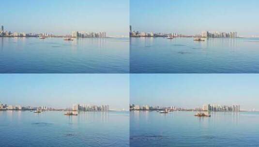 海南省海口市海口湾打捞轮船高清在线视频素材下载