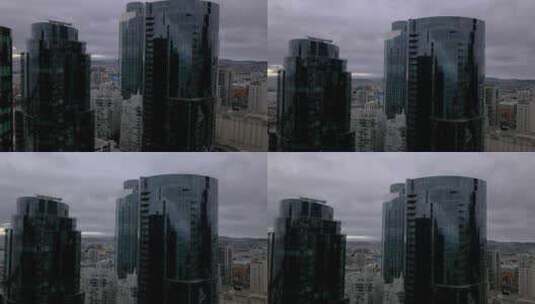 城市空中带有反光暗窗的建筑物高清在线视频素材下载
