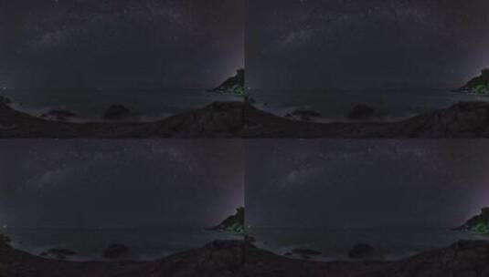 从岩石海岸延时看到银河星夜高清在线视频素材下载