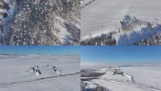 额尔古纳冬季城市冰雪道路高清在线视频素材下载