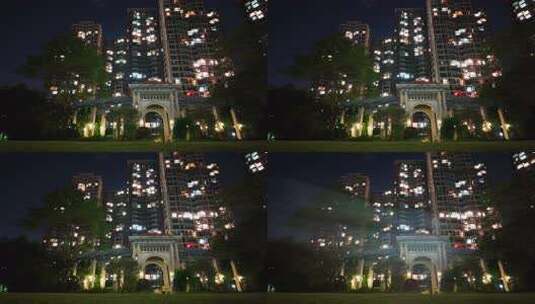 万家灯火居民楼的灯光闪烁高清在线视频素材下载
