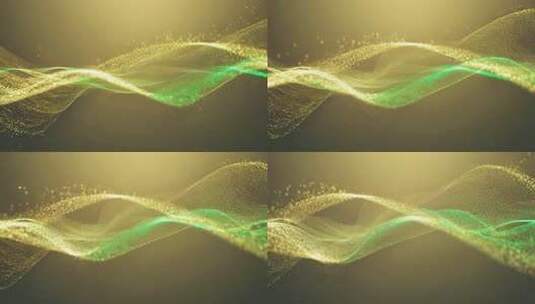 金色绿色粒子波浪效果高清在线视频素材下载