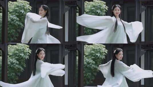 汉服女子唯美舞蹈高清在线视频素材下载